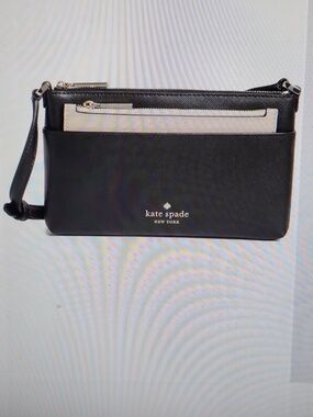 LOW START NWT Kate Spade Black Crossbody Wallet with Blush Removable Pouch